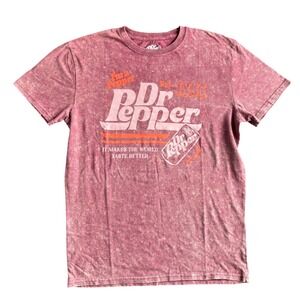 Dr Pepper‎ Mens Graphic T-Shirt Maroon Acid Wash Short Sleeve Size M Hobby Lobby